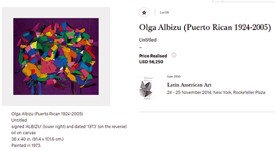 Olga Albizu-Puerto rican artists at art auctions-Autogiro arte actual
