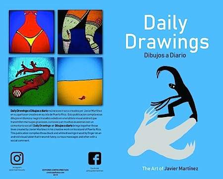 Portada y contraportada y 56 páginas interiores con dibujos componen el libro Daily Drawings the art of javier martinez