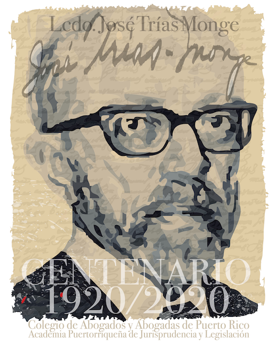 Cartel ganador de la convocatoria de diseño
 del centenario de José Trías Monge. arte de Felipe Cuchí.