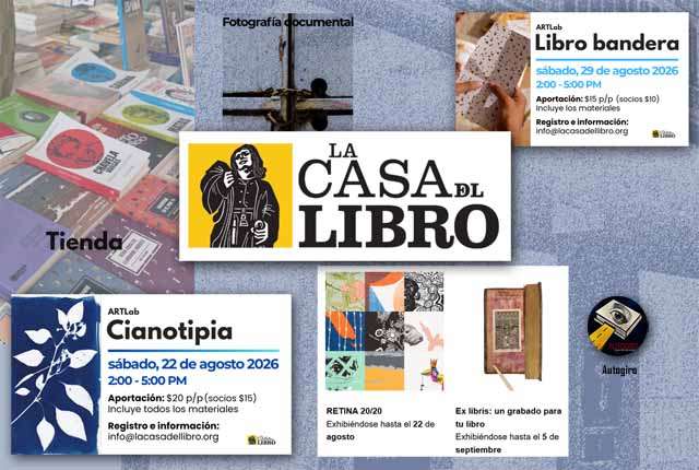 En agosto, talleres de Cianotipia, Libro bandera, exhibiciones de Gráfica y Exlibris en el Museo La Casa del Libro de San Juan