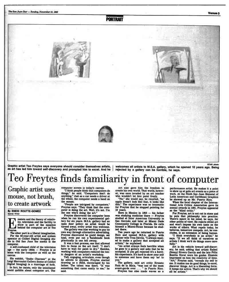 Teo Freytes finds familiarity in front of computer | San juan star original press report